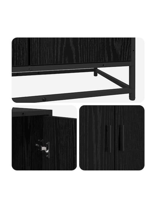 Wooden Office Cabinet Black Oak 134x35x76cm