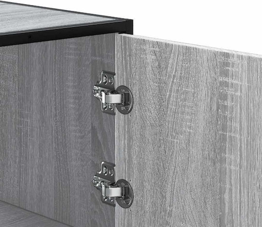 Highboard Wall Cabinet for Living Room made of Wood and Metal Grey 35.5x35x106.5cm