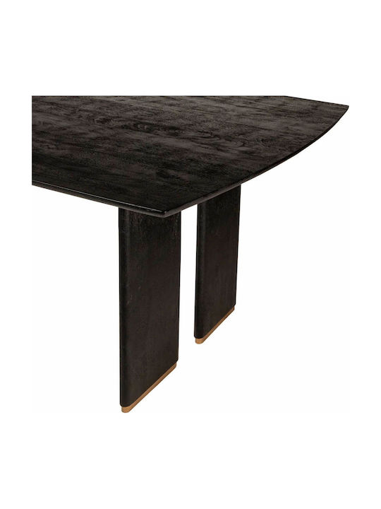 Masă Sala de mese din Lemn Masiv & Metal Negru 200x100x77buc