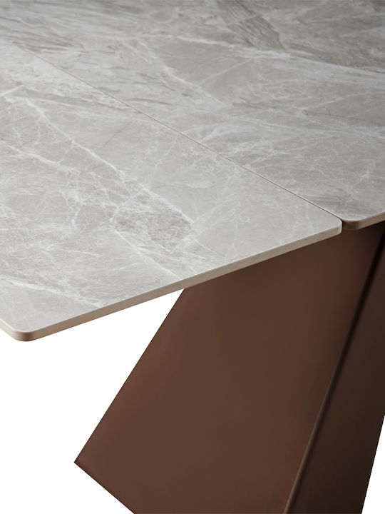 Bruno Table Dining Room Extendable with Stone Surface Grey Latte 160(+160)x90x75cm
