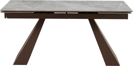 Bruno Tisch Speisesaal Ausziehbar mit Steinoberfläche Grey Latte 160(+160)x90x75cm