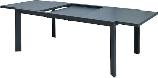 Ausziehbarer Aluminium Esstisch Grau 220(+60)×100×75 cm