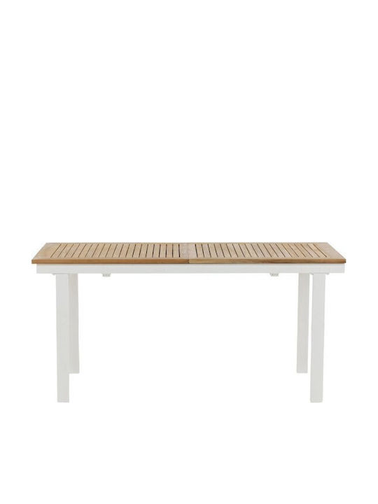 Dallas 809 Table Dining Room Extendable Metallic Light Wood Color, White 90x75cm