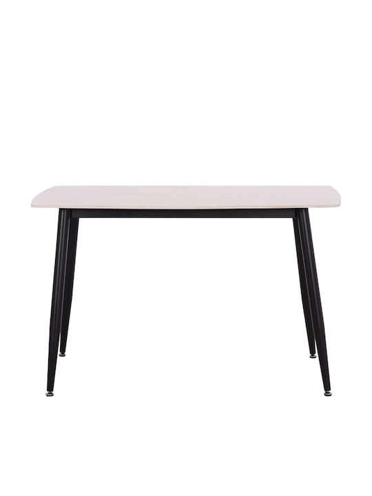 Raven Masă de Sufragerie cu Blat Ceramic Alb 120x70x73cm