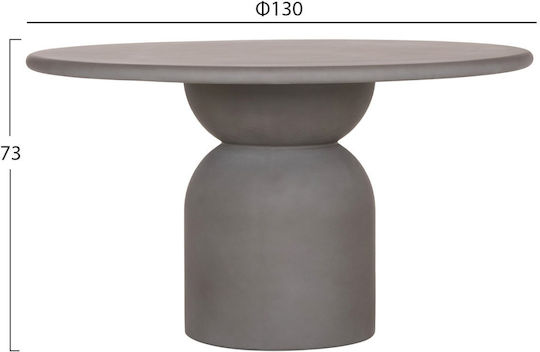 Round Dining Room Table with Gray Concrete Top 130x130x75cm