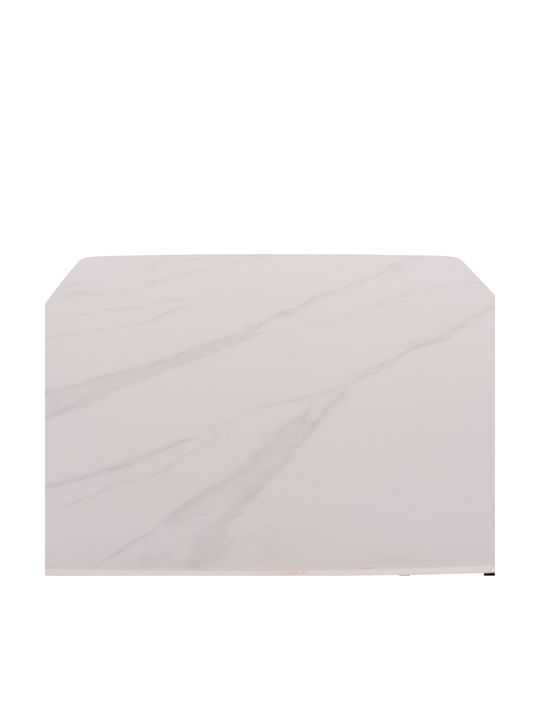 Raven Masă de Sufragerie cu Blat Ceramic Alb 120x70x73cm