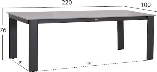 Punder Dining Table with Stone Surface Gray 220x100x75cm