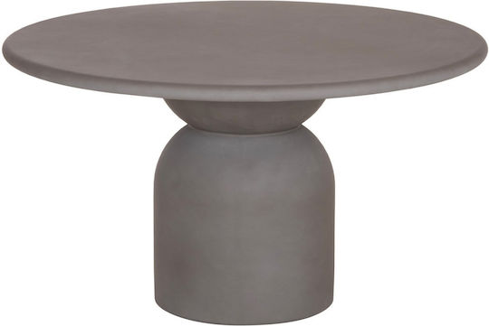 Round Dining Room Table with Gray Concrete Top 130x130x75cm