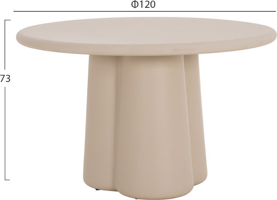 Nayu Masă Rotundă de Dining din Beton Bej 120x120x75cm