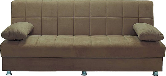 Laura ΙΙ Триместен Диван Спалня Текстил със съхранение Кафяв 190x84x86см.