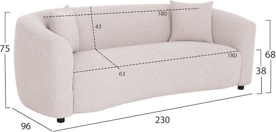 Three-Seater Sofa Beige 230x96x75cm