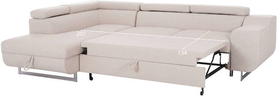 Corner Couches Bed Beige 285x205x90 cm Freebox