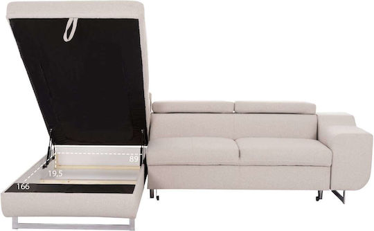 Corner Couches Bed Beige 285x205x90 cm Freebox