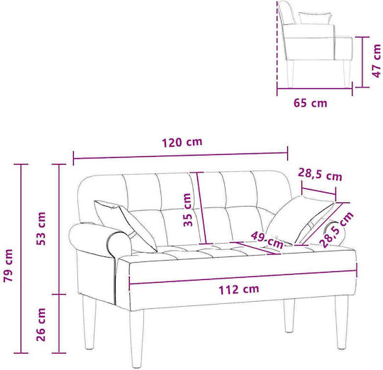 Doppelsitzer Sofa Weiß 120x65x79cm