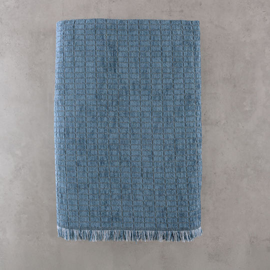 Rythmos Corvet Sofa Throw 2 Seater 2 Sides Chenille 180x240cm Blue