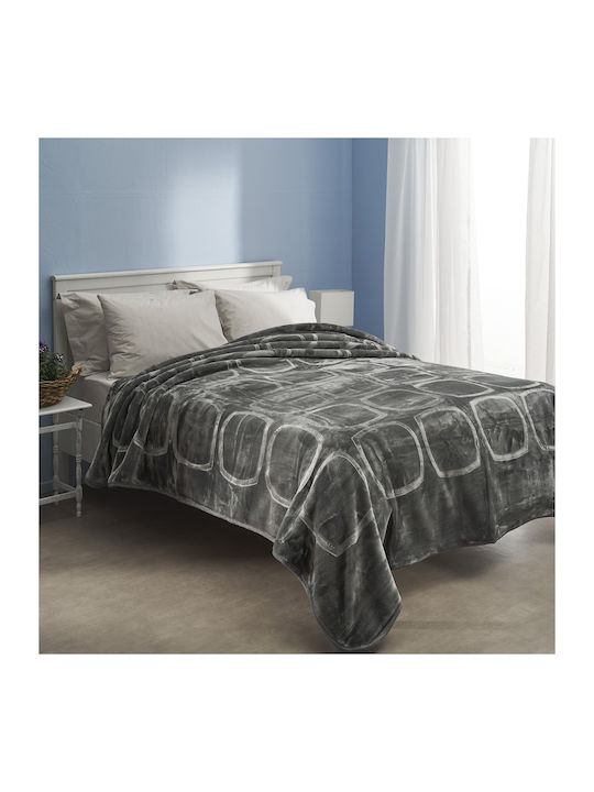 Charalambidis Textiles Pătură Spania Catifea Simplă 160x220cm Gri Închis