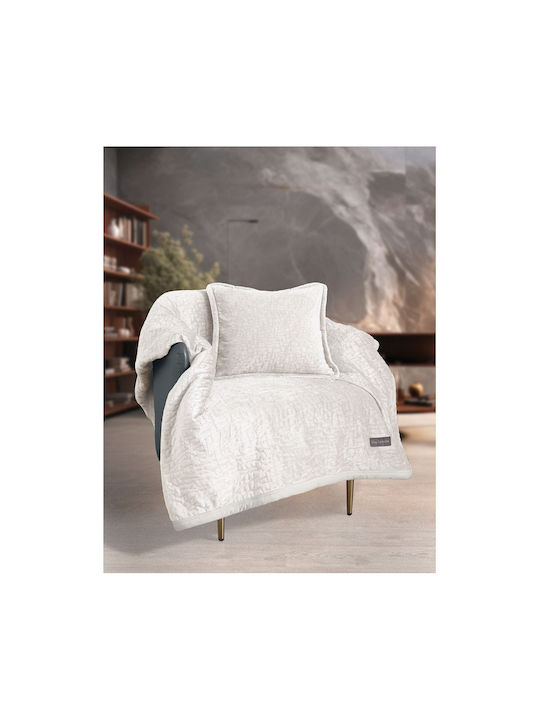 Guy Laroche Bolzano Pătură Sherpa Canapea 130x170 cm Catifea Ivoire