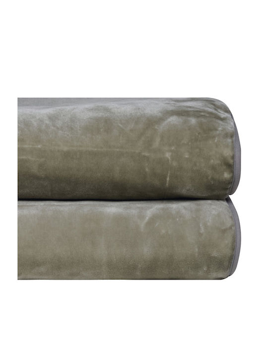 Kentia Notte Κουβέρτα Βελουτέ Ημίδιπλη 180x220εκ. Olive