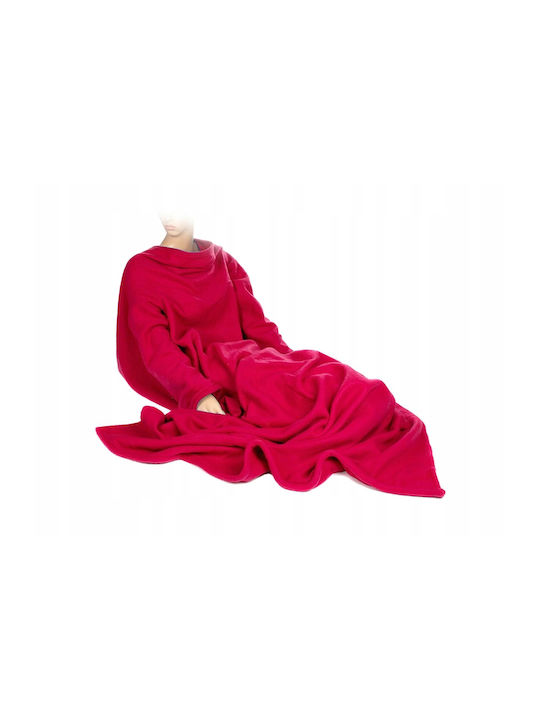 Fleece Blanket with Sleeves 138x180cm Red AT15033