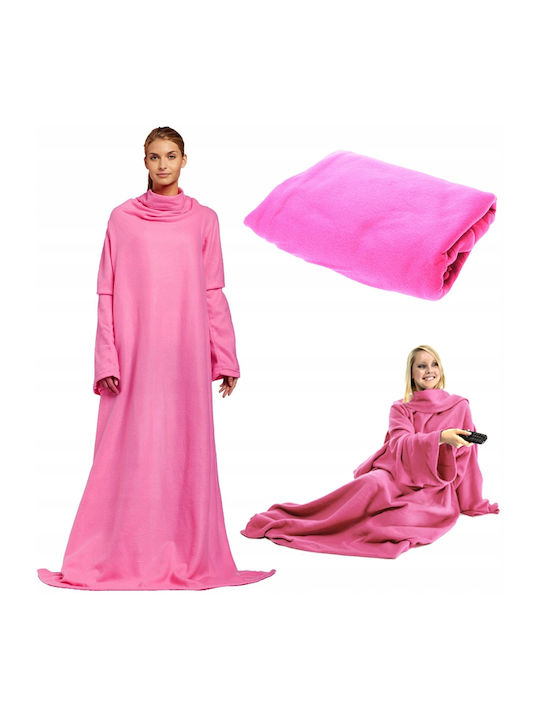 Κουβέρτα Fleece με Μανίκια 138x180εκ. Ροζ AT1503PINK
