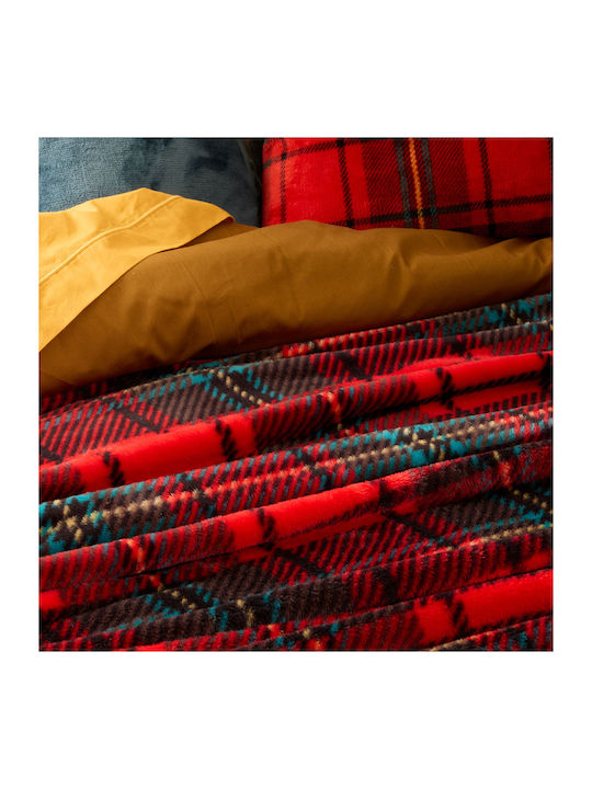 Atmosphera Κουβέρτα Fleece Καναπέ 130x170εκ. Κόκκινη