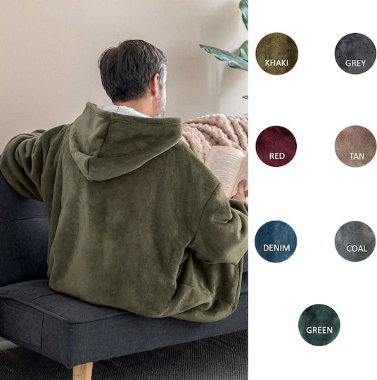 Palamaiki Huhu Pătură Polar Fleece cu Mâneci 90x100 cm Denim