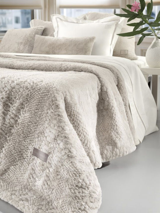 Guy Laroche Crusty Σετ Κουβέρτα Γούνινη Υπέρδιπλη 220x240εκ. Ivory