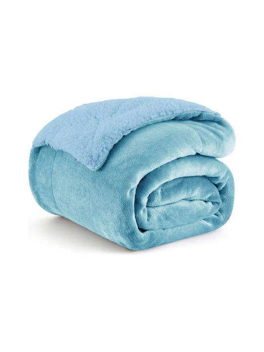 Kraft World Sherpa Decke Übergröße 220x240cm Hellblau FLANNEL-Hellblau