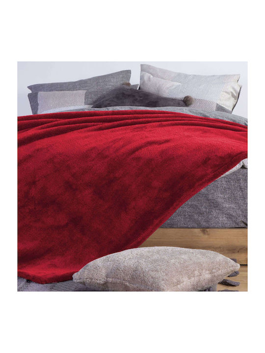 Nef-Nef Homeware Nasty Κουβέρτα Fleece Υπέρδιπλη 240x220εκ. Red