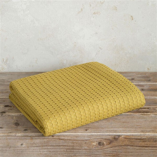 Nima Habit Piqué Decke Einzeln 160x240cm Gold / Braun