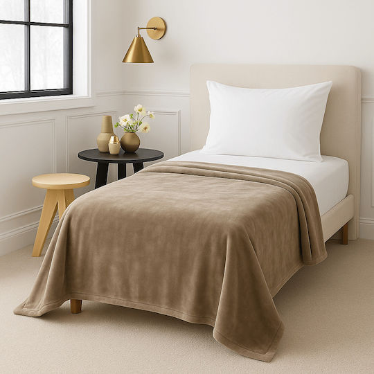 Astron Italy Κουβέρτα Βελουτέ Μονή 150x200εκ. Beige 2831