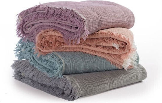 Nef-Nef Homeware Apollo Κουβέρτα Πικέ Υπέρδιπλη με Κρόσσια 230x240εκ. Mauve