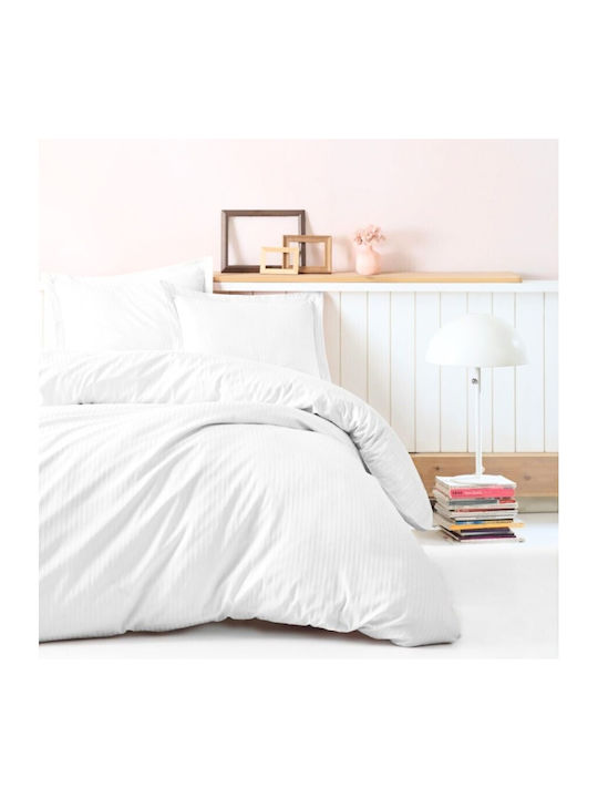 Cotton Box Комплект Плик за Завивка Двоен с 2 Калъфки & 1 Чаршаф 200x220 Бял