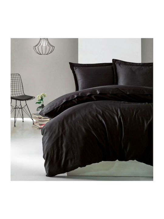 Cottonbox Set Husă de Pilotă Dublă cu 2 Fețe de Pernă & 1 Cearsaf 200x220 Negru