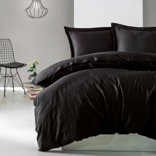 Cottonbox Σετ Παπλωματοθήκη 200x220cm Διπλή με 2 Μαξιλαροθήκες & 1 Σεντόνι Black