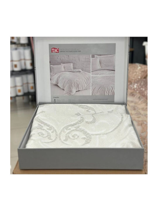 Tac Set Huse Pentru Pilote (2 Buc) Bumbac Satinat 160x220cm Simplă Cu Față De Pernă & 1 Cearceaf Ecru