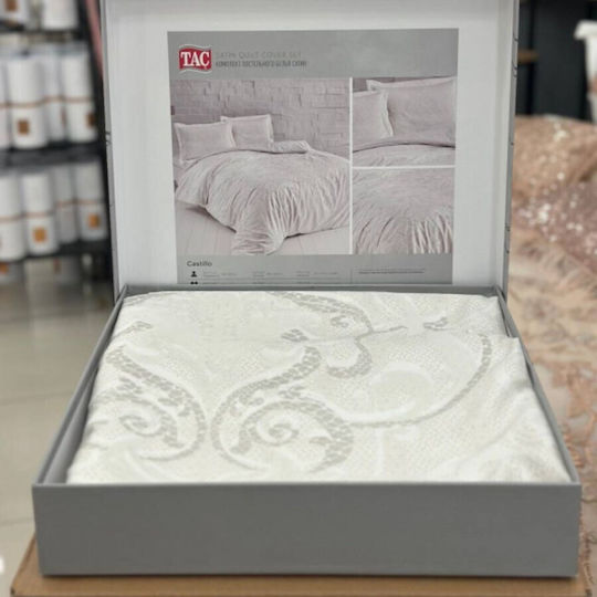 Tac Σετ Παπλωματοθήκη (2 τμχ) Βαμβακοσατέν 160x220cm Μονή με Μαξιλαροθήκη & 1 Σεντόνι Εκρού