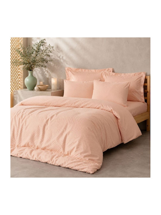 Cottonbox Set Huse Pentru Pilote 200x220cm Dublu Cu 2 Fețe De Pernă Și 1 Cearceaf Salmon Plaid