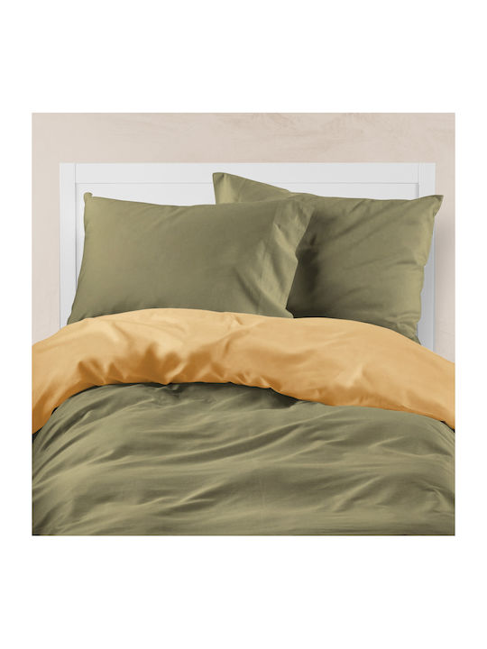 Borea Bettbezug Baumwolle Einzelbett 160x240 Khaki-Mustard