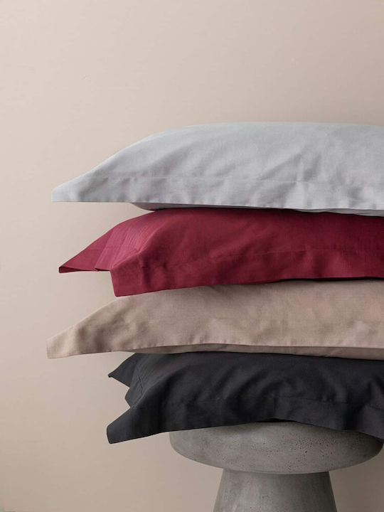 Palamaiki Duvet Cover Set Cotton Satin Queen with 2 Pillowcases 240x250 Posh Sateen Bordo
