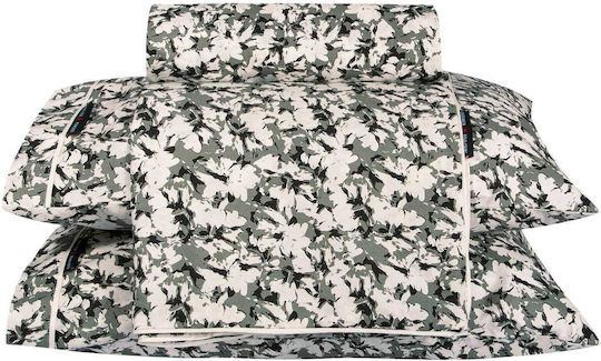 Greenwich Polo Club Green Cotton Duvet Cover Set 240x260cm Extra Large with 2 Pillowcases Essential Cream