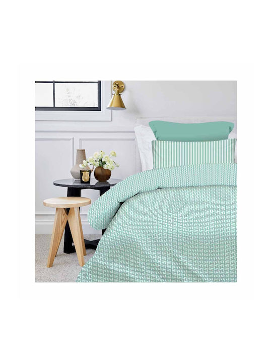 Astron Italy Duvet Cover Set Cotton Single with Pillowcase 170x250 Maira Petrol