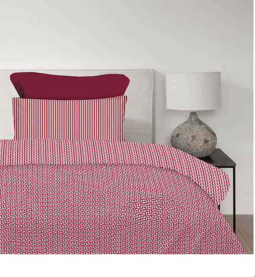 Astron Italy Комплект Плик за Завивка Памучен Единичен с Калъфка 170x250 Maira Redwine