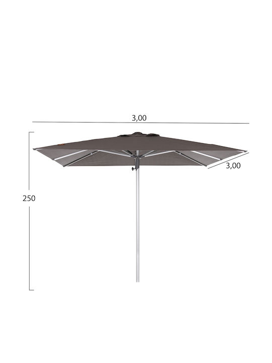 Professioneller Quadratischer Aluminium Garten- und Terrassen-Sonnenschirm Gladell Graue 3x3m