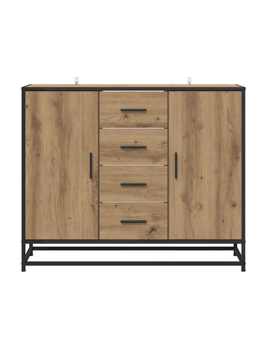 Wooden Sideboard with Drawers Oak 92x35x76cm
