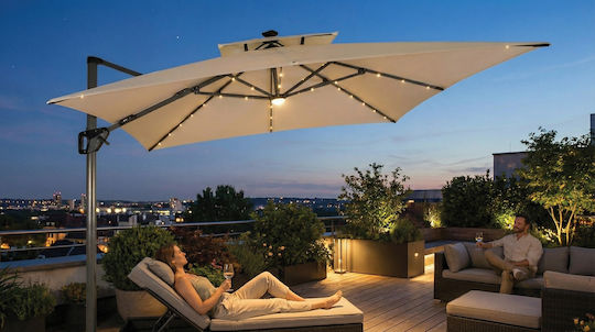 Garten- und Terrassen-Sonnenschirm Hängend Quadratisch Aluminium Braune 1x1m