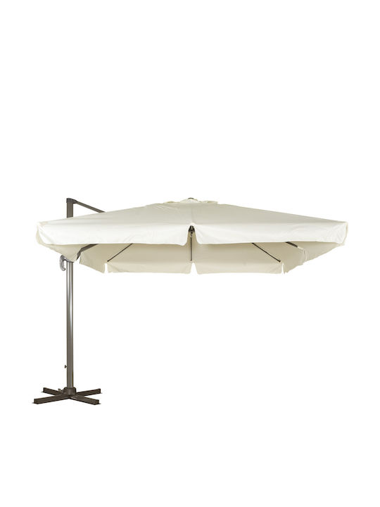 Umbrelă Suspendată Pătrată Din Aluminiu Maro 1x1m