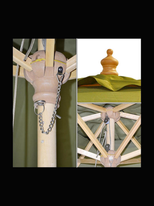 Circular Wooden Khaki Garden Parasol Φ2.5m
