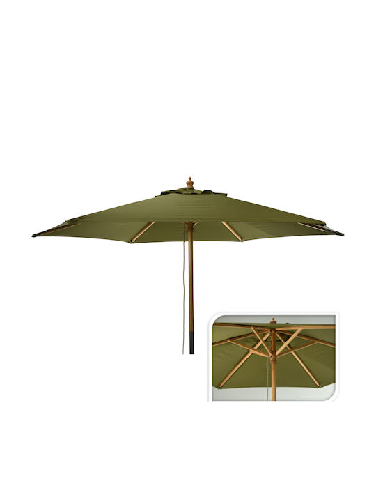 Circular Wooden Khaki Garden Parasol Φ2.5m