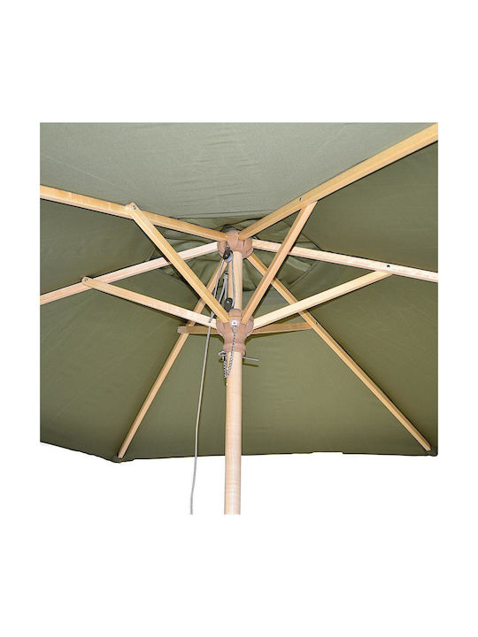 Circular Wooden Khaki Garden Parasol Φ2.5m